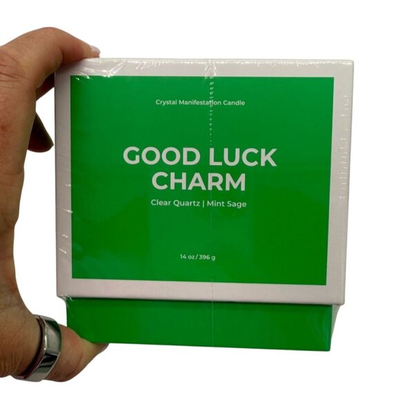 Jill & Ally Good Luck Charm Crystal Manifestation Candle - Mint Sage - Picture 2 of 7